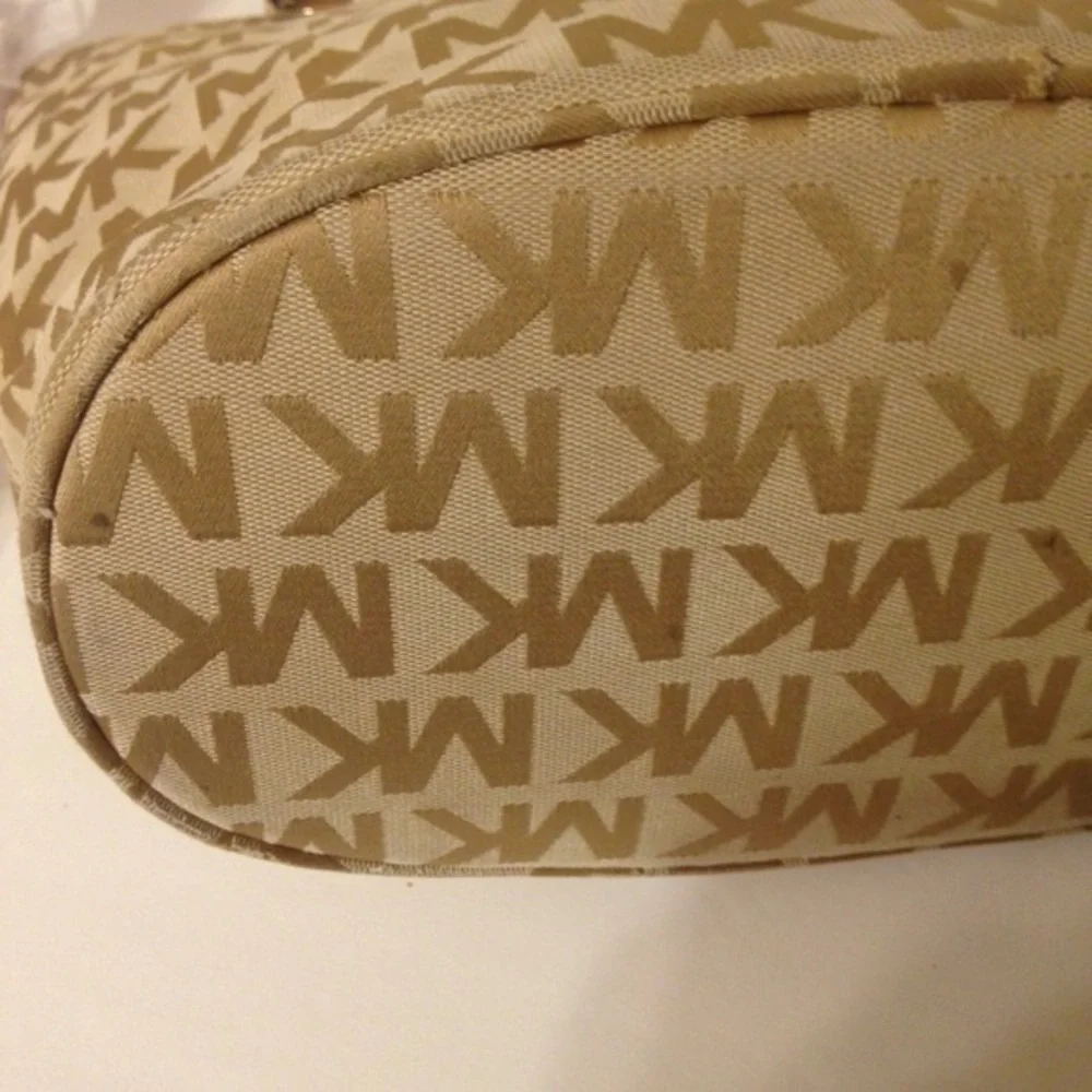 Michael Kors gold MK signature tote bag